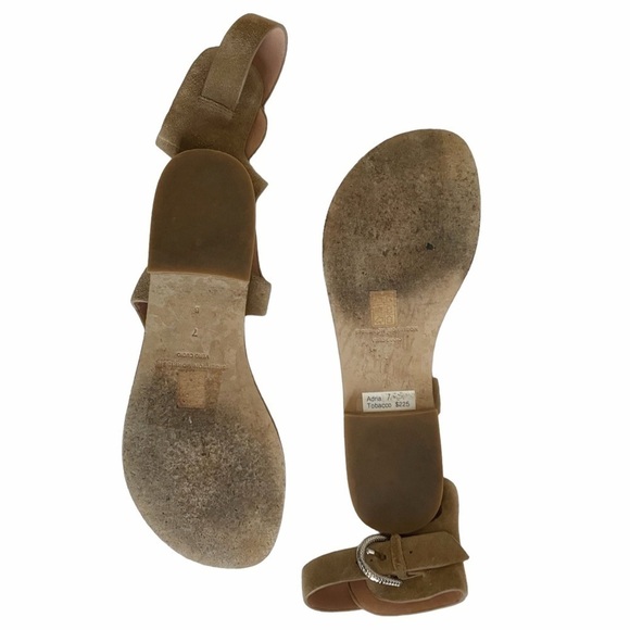 SIGERSON MORRISON BEIGE NEUTRAL SUEDE ANKLE BUCKLE FLIP FLOP SANDALS - 7 - Picture 3 of 6